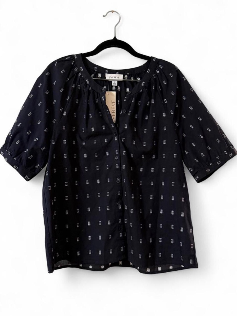 Evereve Black & White Geometric Blouse